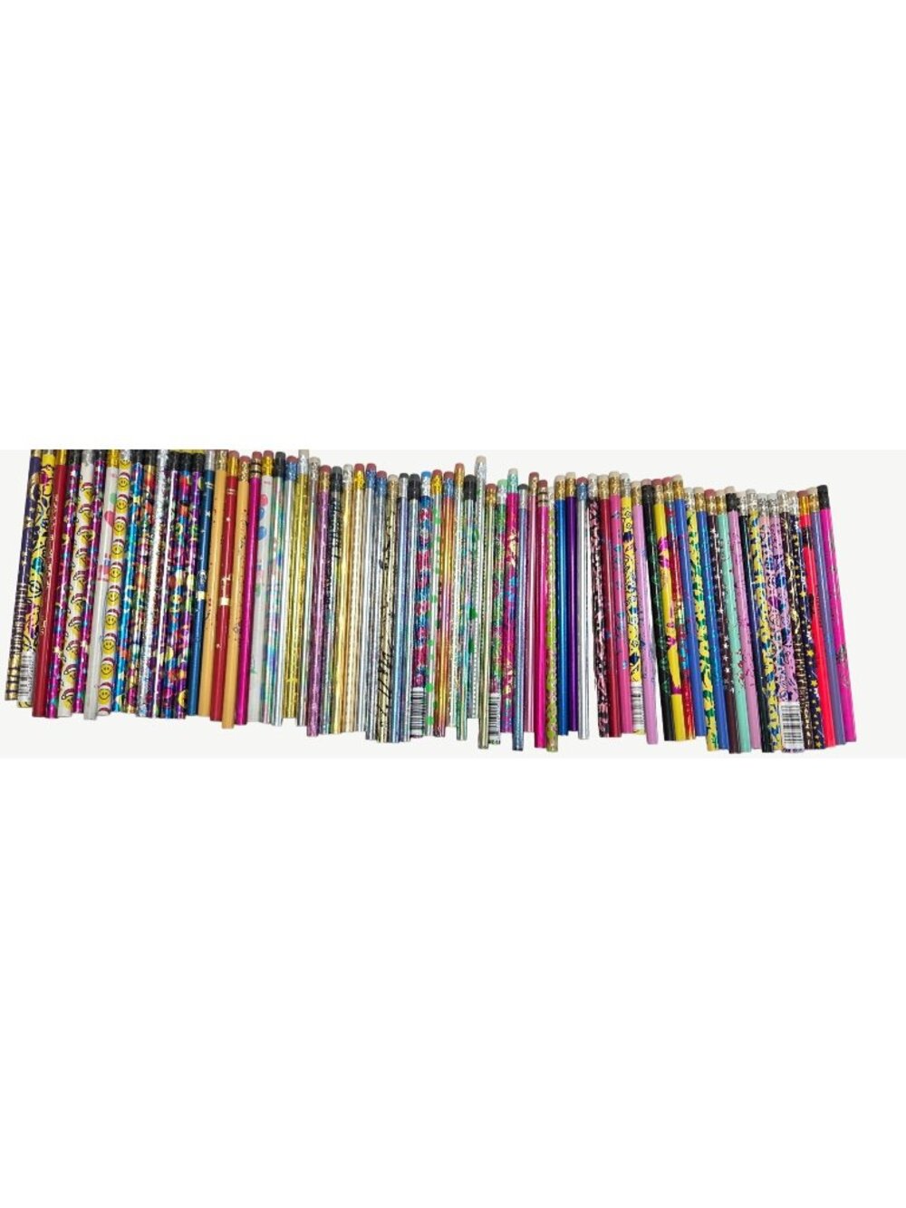 Lot Of 72 Assorted 1990s Pencils  Graphics Patterns Erasers Included New Old Sto